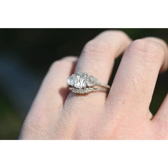 COPY - Engagement ring set, raw diamond ring raw stone ring alternative …